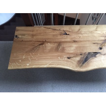 "Eiche, Leimholzplatte, rustikal plus, Baumkante vorne, 100x50x3cm, geölt, Wildeiche